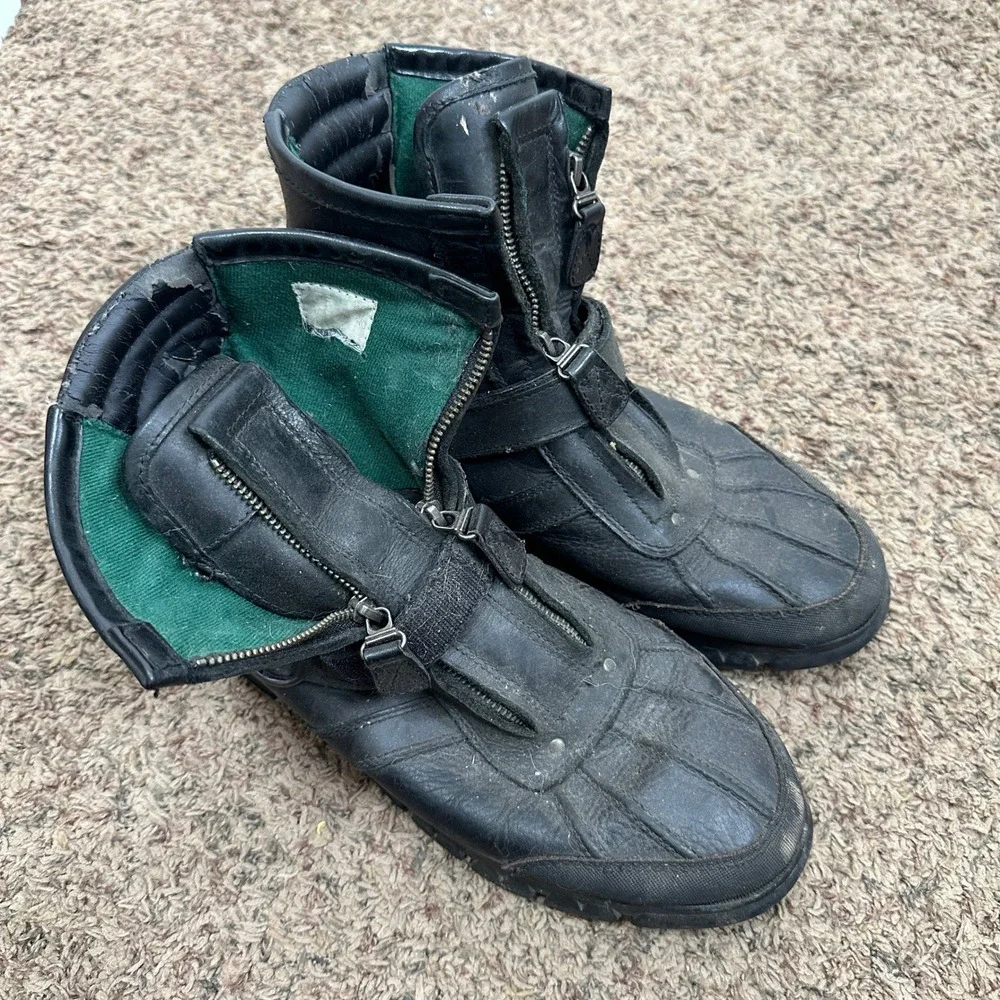Polo Ralph Lauren Conquest Hi III Mens Black Leather Zip Up Duck Boots READ